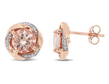 2.30 Carat (ctw) Morganite Swirl Earrings in 10K Rose Pink Gold with Diamonds